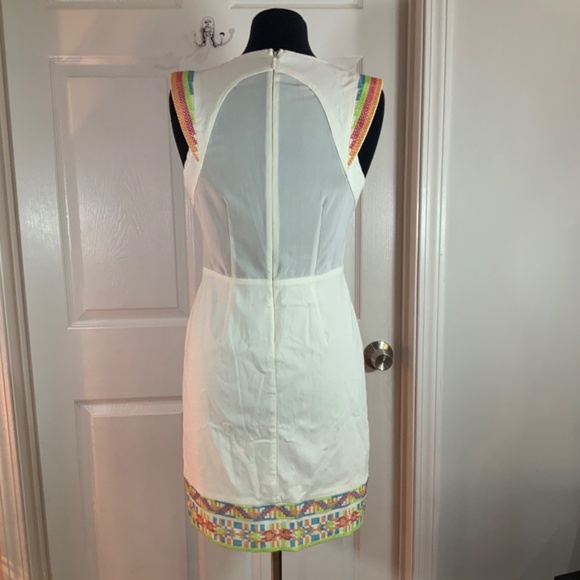 Wow Couture Embroidered Cross Stitch Boho White Sleeveless Dress Size Large - Picture 6 of 11